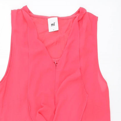 Mi Womens Pink Polyester Basic Tank Size M V-Neck