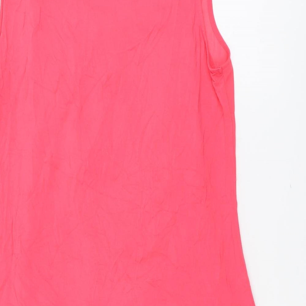 Mi Womens Pink Polyester Basic Tank Size M V-Neck