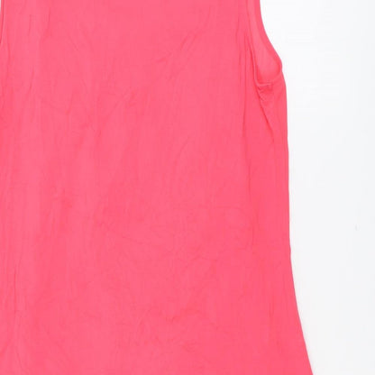 Mi Womens Pink Polyester Basic Tank Size M V-Neck