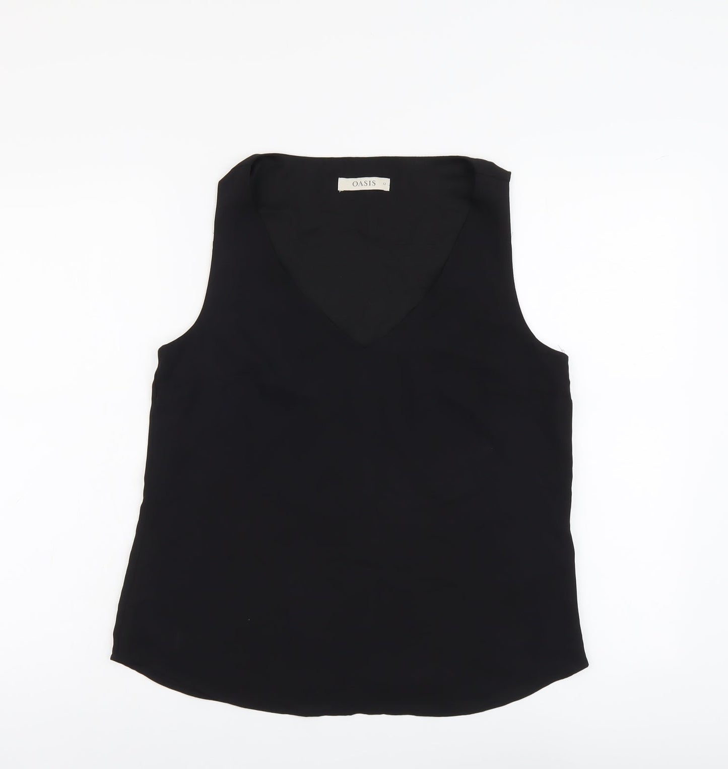 Oasis Womens Black Polyester Basic Tank Size 12 V-Neck