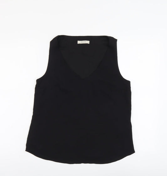 Oasis Womens Black Polyester Basic Tank Size 12 V-Neck