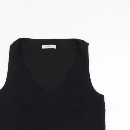 Oasis Womens Black Polyester Basic Tank Size 12 V-Neck