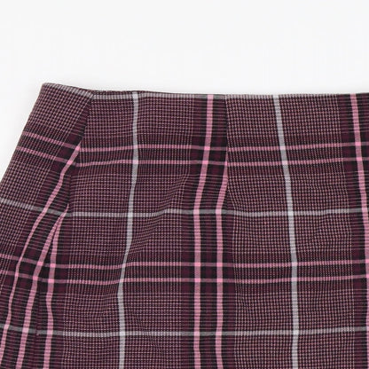 Marks and Spencer Womens Purple Plaid Polyester Straight & Pencil Skirt Size 32 in Zip