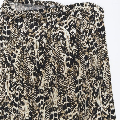 Alexara Womens Brown Geometric Viscose Flare Skirt Size 12