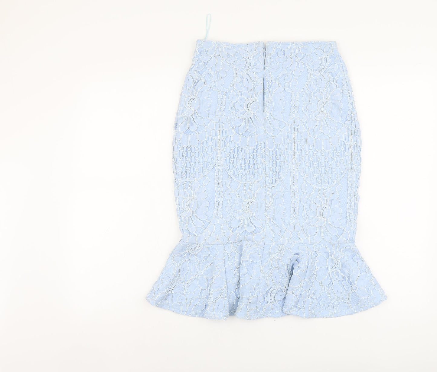 Lipsy Womens Blue Floral Viscose Trumpet Skirt Size 10 Zip