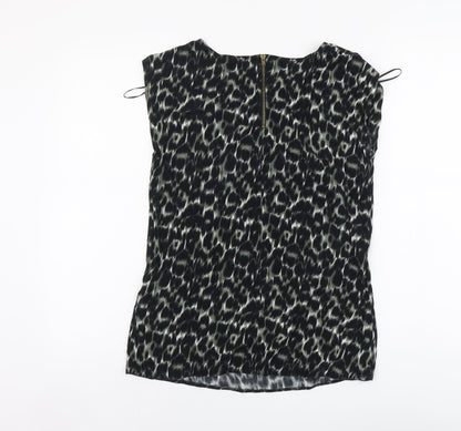 F&F Womens Green Animal Print Viscose Basic Blouse Size 8 Round Neck - Leopard Pattern