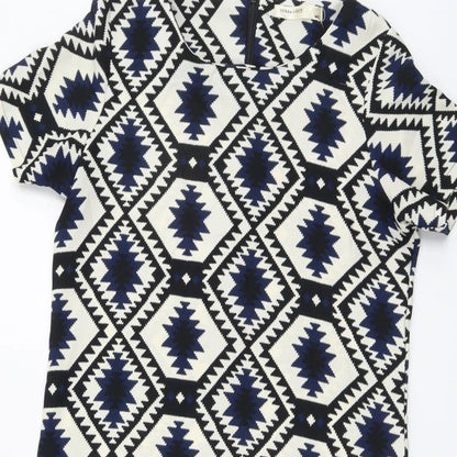 Vera & Lucy Womens Multicoloured Geometric Polyester Shift Size M Scoop Neck Zip