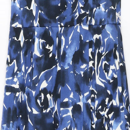 Coats Womens Blue Geometric Cotton A-Line Size 10 Sweetheart Zip