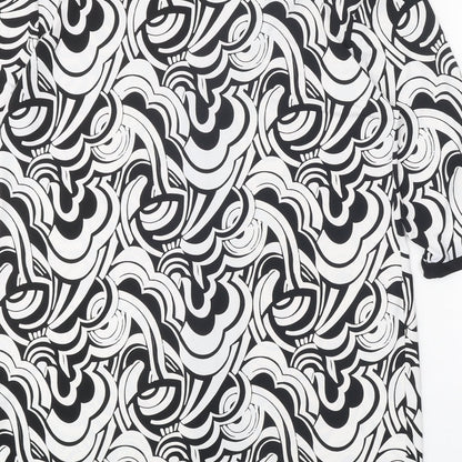 My Fize Womens White Geometric Polyester Shift Size XS Boat Neck Pullover
