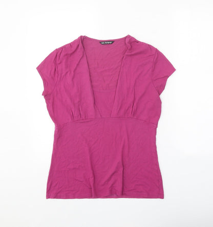 Autograph Womens Pink Viscose Basic T-Shirt Size 14 Scoop Neck