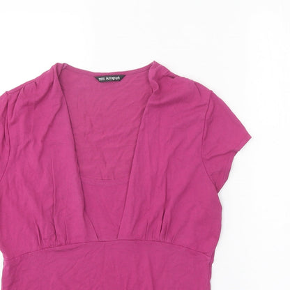 Autograph Womens Pink Viscose Basic T-Shirt Size 14 Scoop Neck
