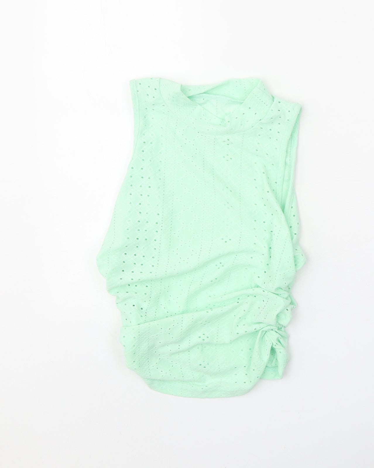 SheIn Womens Green Polyester Cropped Tank Size M Mock Neck - Side Ruched