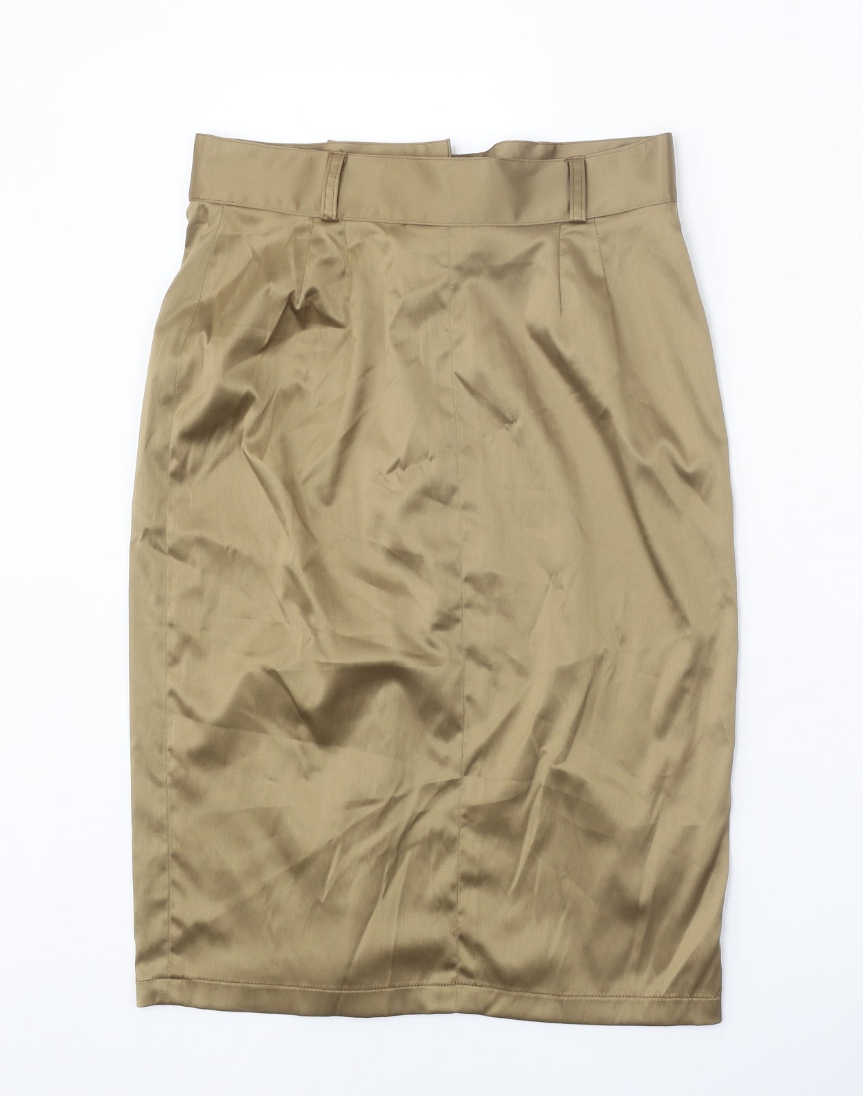 Elli Ramos Womens Gold Polyester Straight & Pencil Skirt Size M Zip