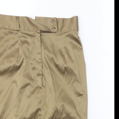 Elli Ramos Womens Gold Polyester Straight & Pencil Skirt Size M Zip