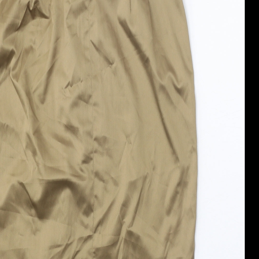 Elli Ramos Womens Gold Polyester Straight & Pencil Skirt Size M Zip