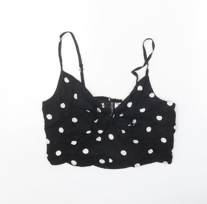Divided Womens Black Polka Dot Viscose Cropped Tank Size 10 V-Neck
