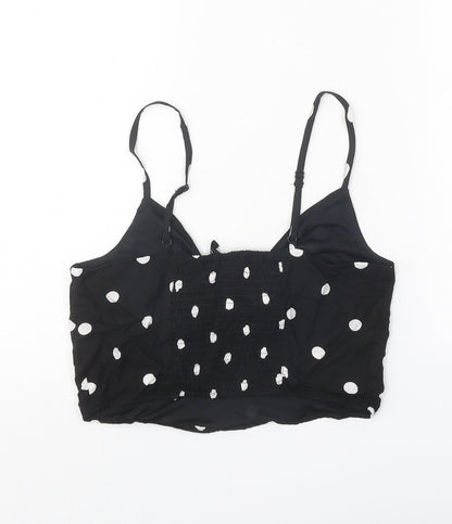Divided Womens Black Polka Dot Viscose Cropped Tank Size 10 V-Neck