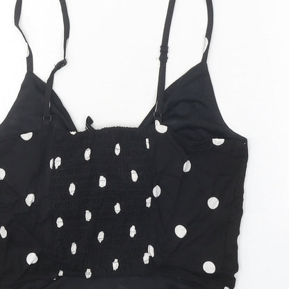 Divided Womens Black Polka Dot Viscose Cropped Tank Size 10 V-Neck