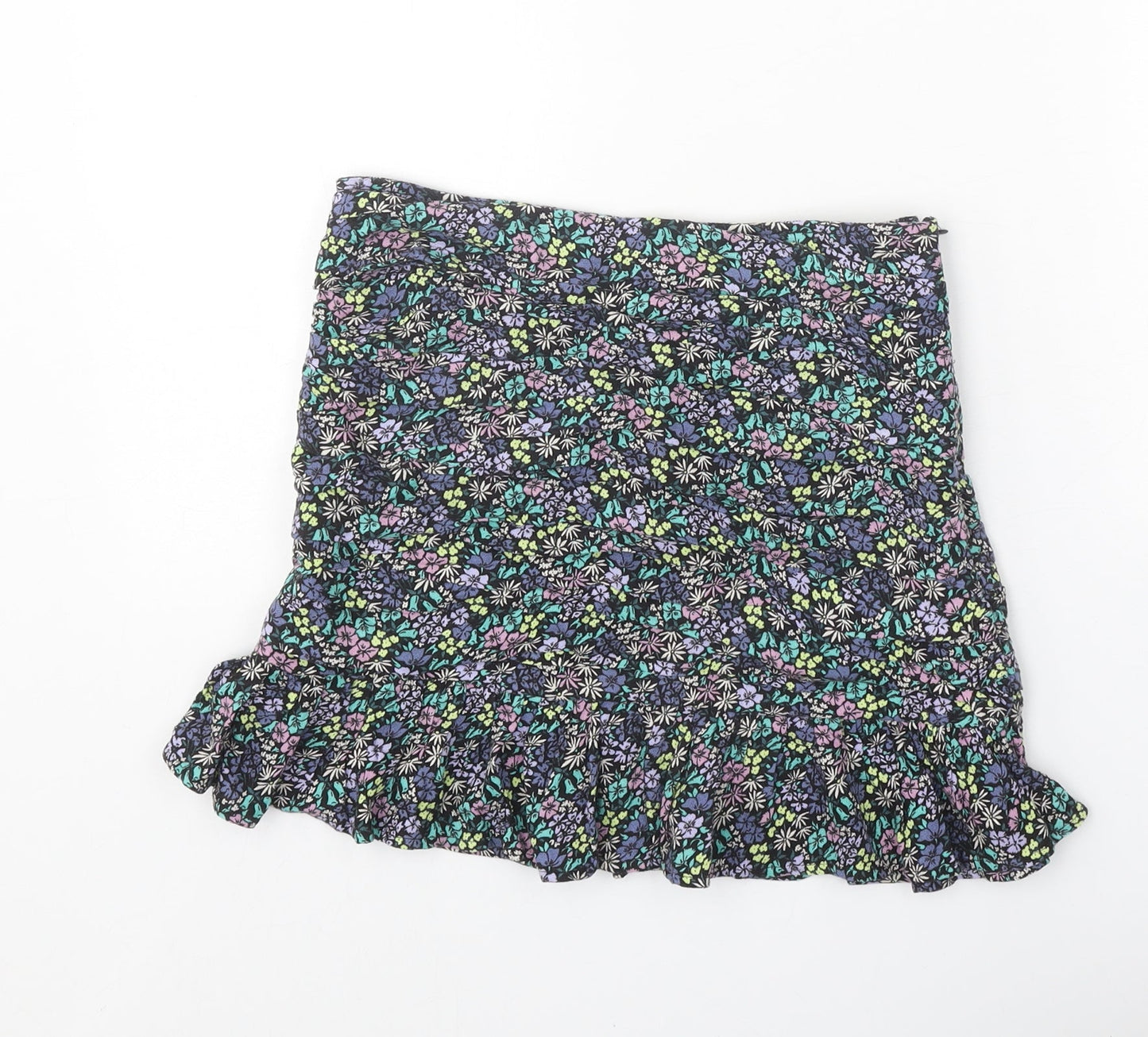 Marks and Spencer Girls Multicoloured Geometric Viscose A-Line Skirt Size 10-11 Years Regular Zip