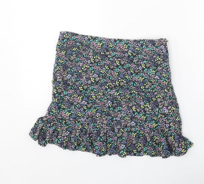 Marks and Spencer Girls Multicoloured Geometric Viscose A-Line Skirt Size 10-11 Years Regular Zip