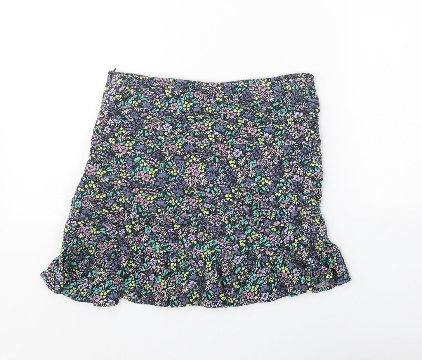 Marks and Spencer Girls Multicoloured Geometric Viscose A-Line Skirt Size 10-11 Years Regular Zip