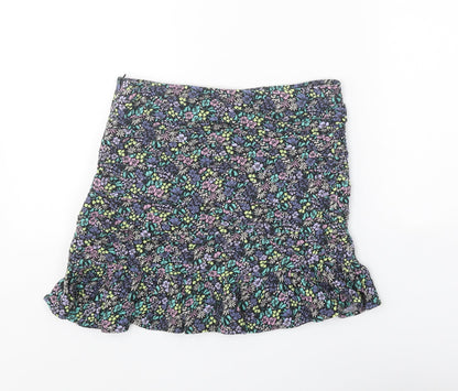 Marks and Spencer Girls Multicoloured Geometric Viscose A-Line Skirt Size 10-11 Years Regular Zip