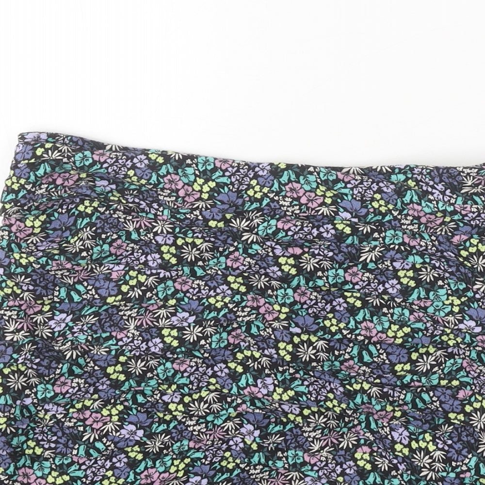 Marks and Spencer Girls Multicoloured Geometric Viscose A-Line Skirt Size 10-11 Years Regular Zip