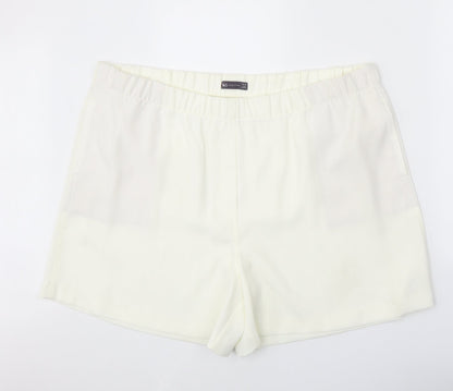 Marks and Spencer Womens White Polyester Basic Shorts Size 24 Regular Pull On