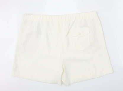 Marks and Spencer Womens White Polyester Basic Shorts Size 24 Regular Pull On