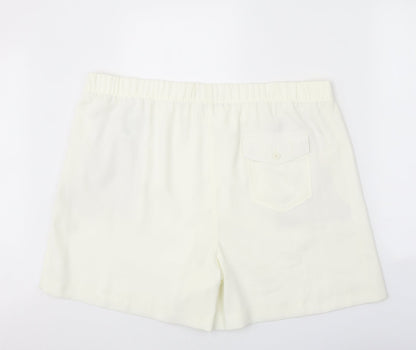 Marks and Spencer Womens White Polyester Basic Shorts Size 22 Regular Pull On