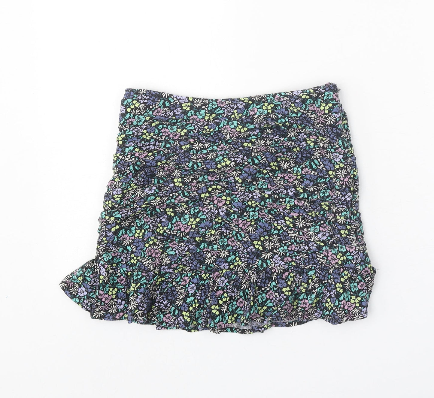 Marks and Spencer Girls Multicoloured Geometric Viscose A-Line Skirt Size 7-8 Years Regular Zip