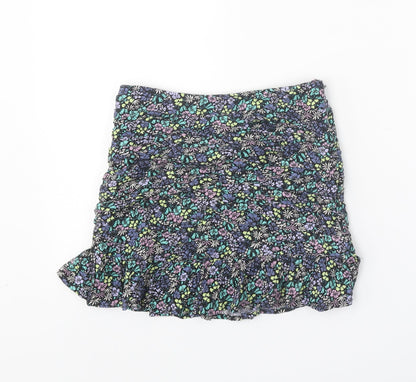 Marks and Spencer Girls Multicoloured Geometric Viscose A-Line Skirt Size 7-8 Years Regular Zip
