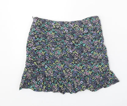 Marks and Spencer Girls Multicoloured Geometric Viscose A-Line Skirt Size 7-8 Years Regular Zip
