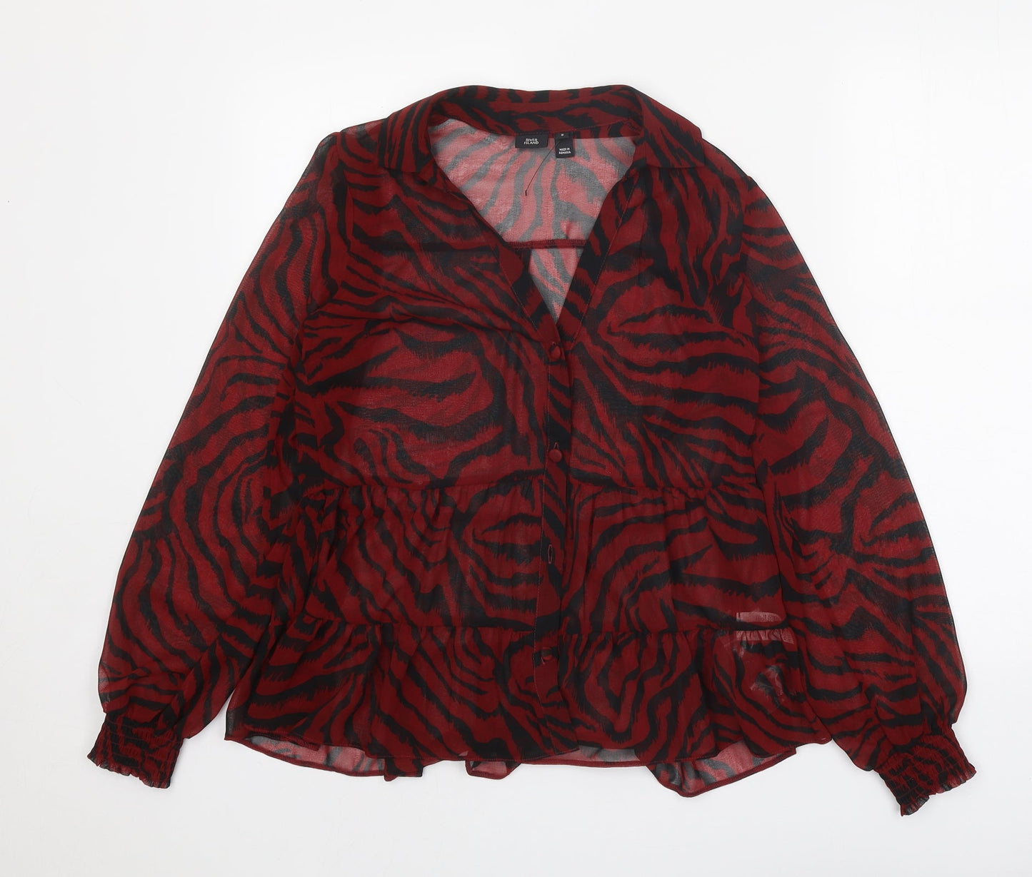 Womens UK Size 8 River Island Red Basic Blouse