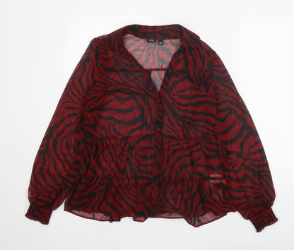 Womens UK Size 8 River Island Red Basic Blouse
