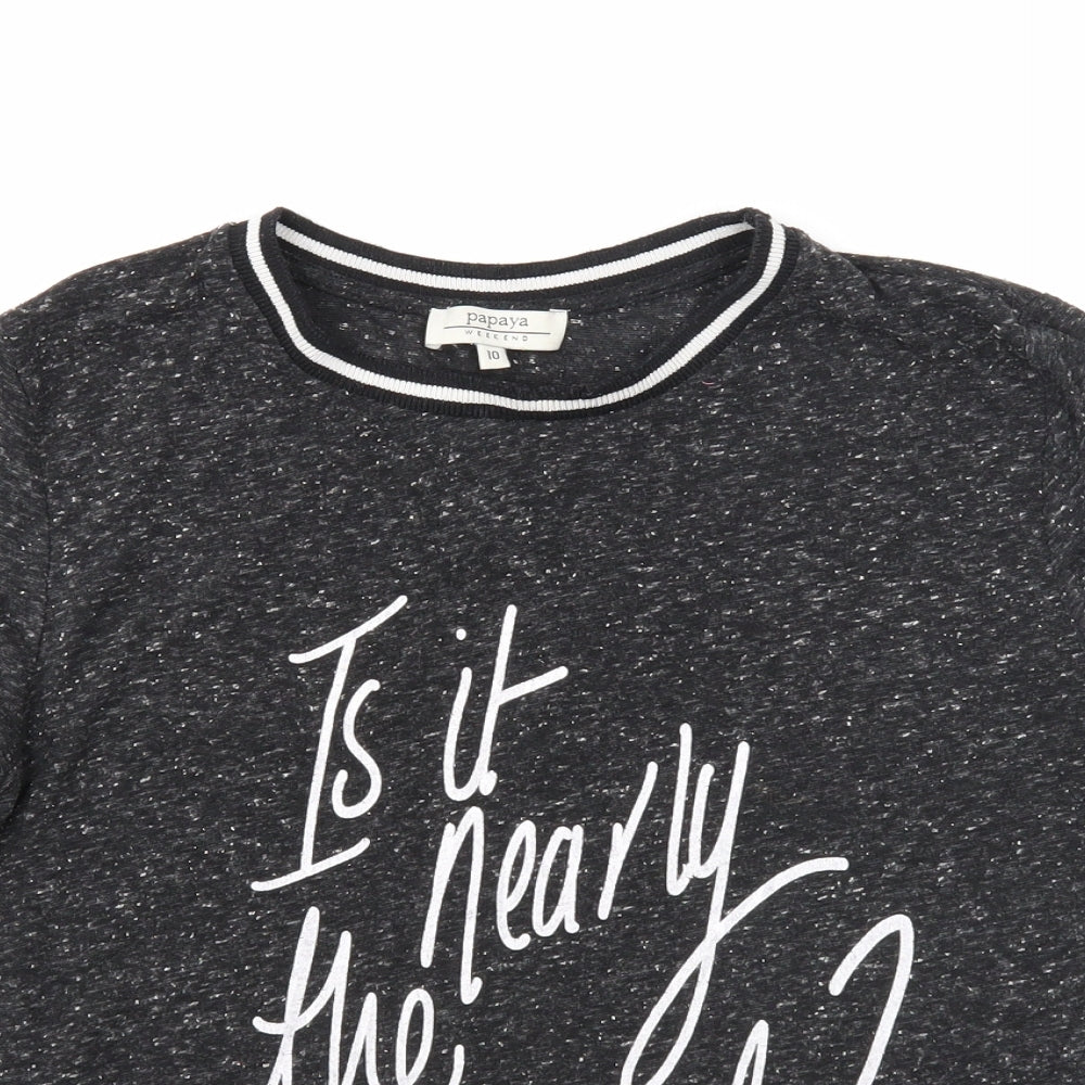 Womens UK Size 10 Papaya Black Basic T-Shirt