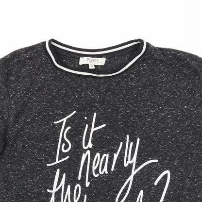 Womens UK Size 10 Papaya Black Basic T-Shirt