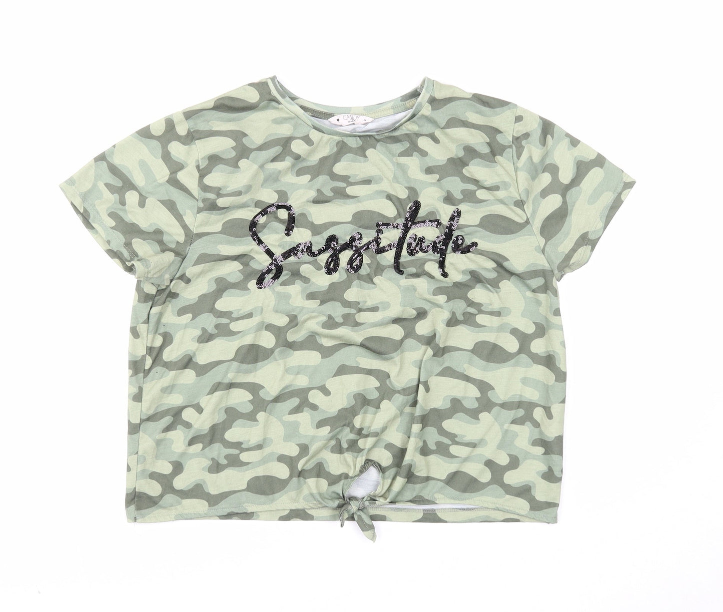 Womens UK Size 16 Candy Couture Green Basic T-Shirt
