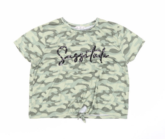 Womens UK Size 16 Candy Couture Green Basic T-Shirt