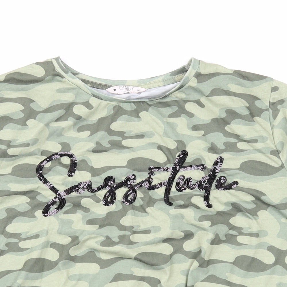 Womens UK Size 16 Candy Couture Green Basic T-Shirt