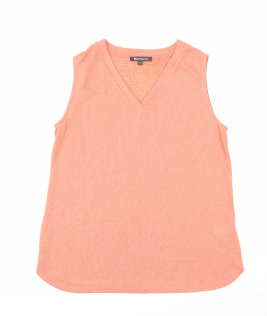 Bonmarché Womens Orange Polyester Basic Tank Size 12 V-Neck