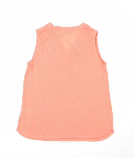 Bonmarché Womens Orange Polyester Basic Tank Size 12 V-Neck