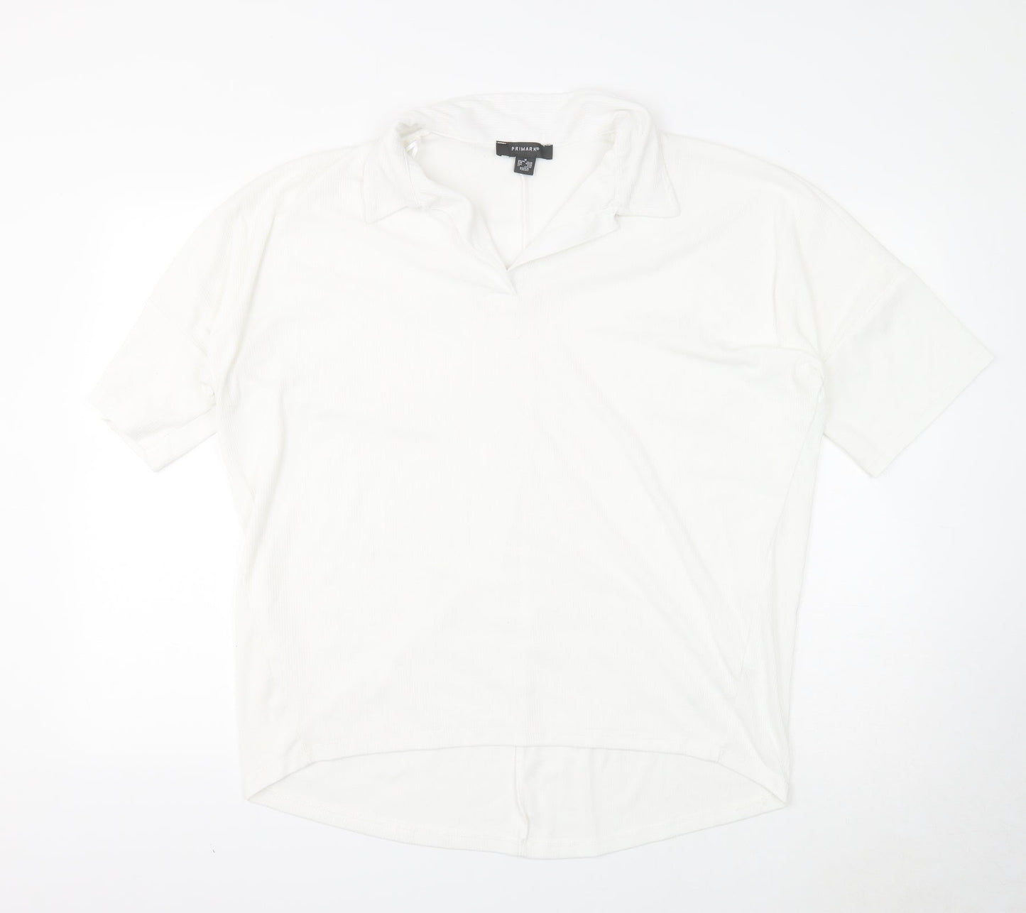 Primark Womens White Polyester Basic Polo Size 12 Collared