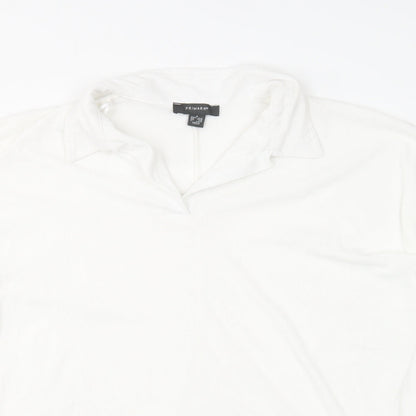 Primark Womens White Polyester Basic Polo Size 12 Collared