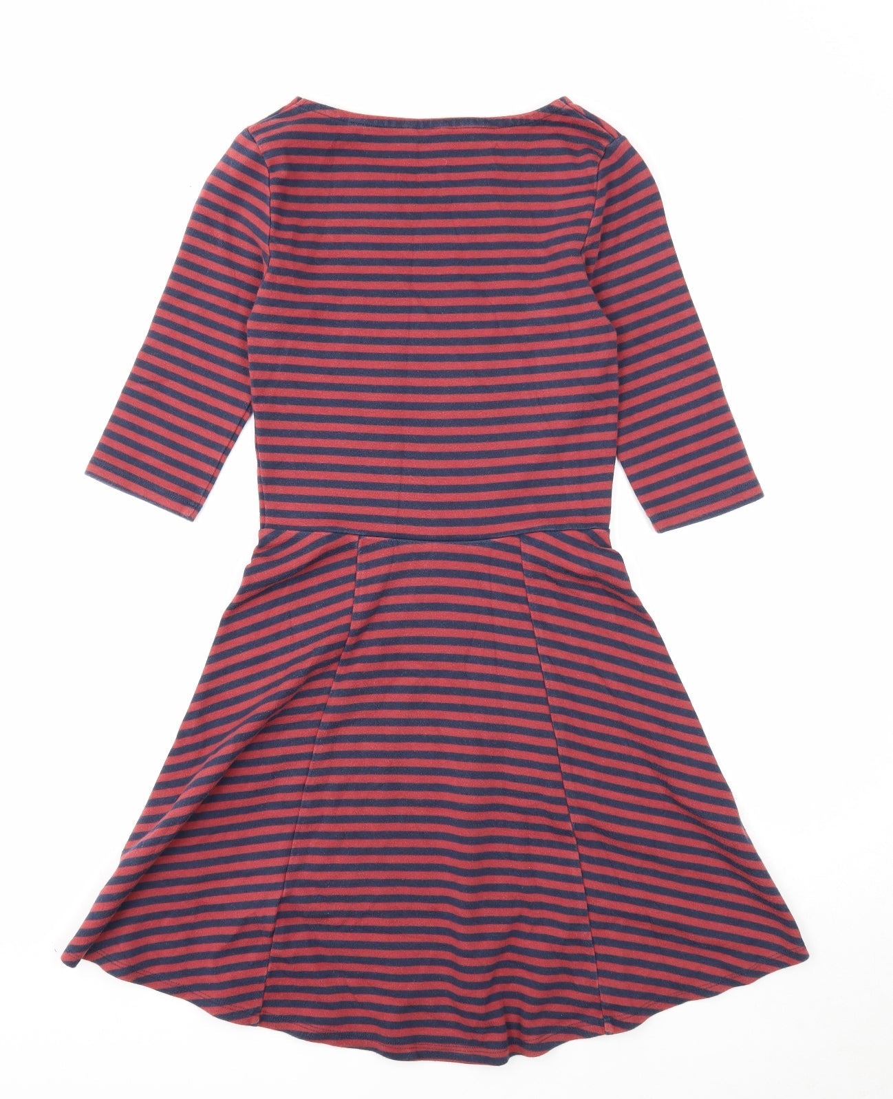Jack Wills Womens Red Striped Cotton Fit & Flare Size 6 Boat Neck Pullover
