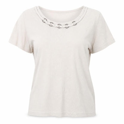 Womens UK Size M Bonmarché Beige Basic T-Shirt