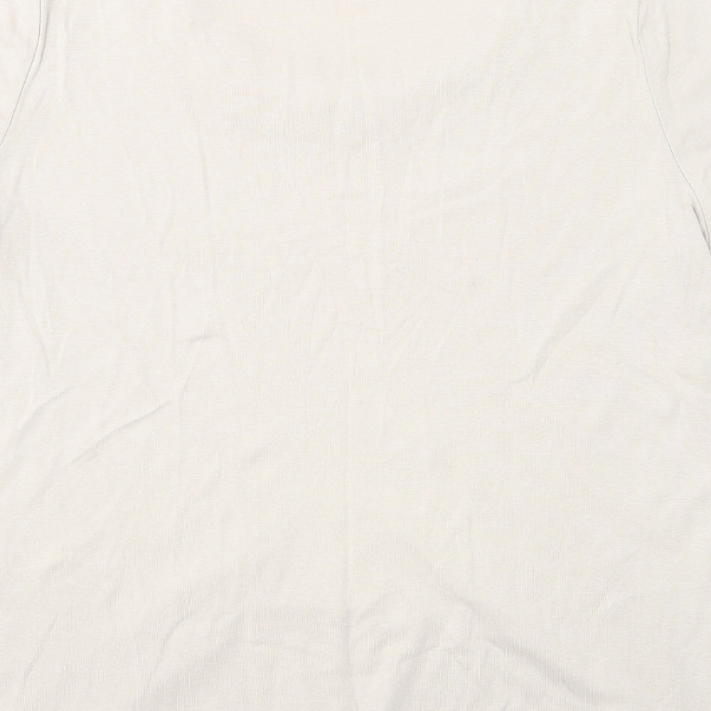 Bonmarché Womens Beige Cotton Basic T-Shirt Size M Scoop Neck