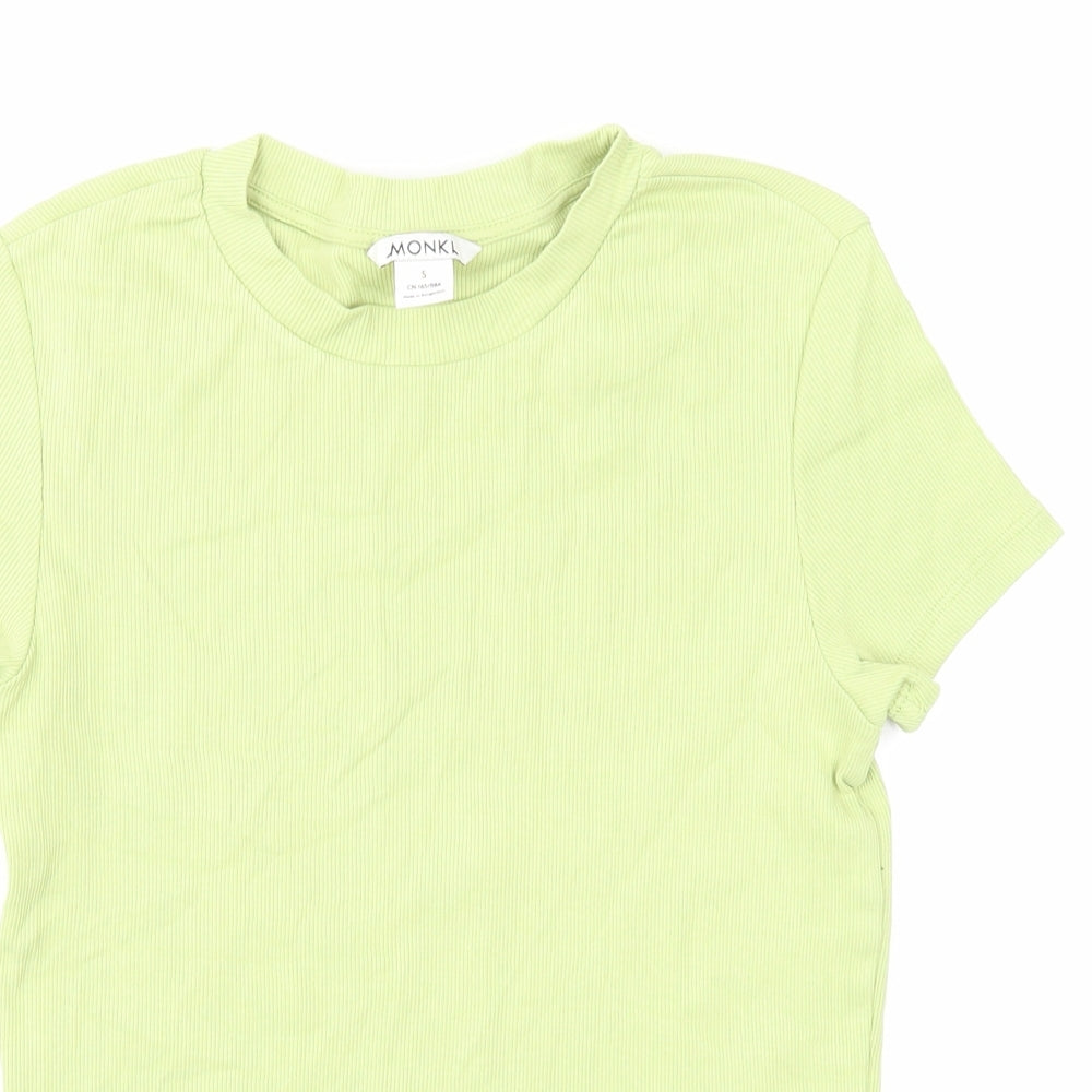 Womens UK Size S Monkl Green Basic T-Shirt