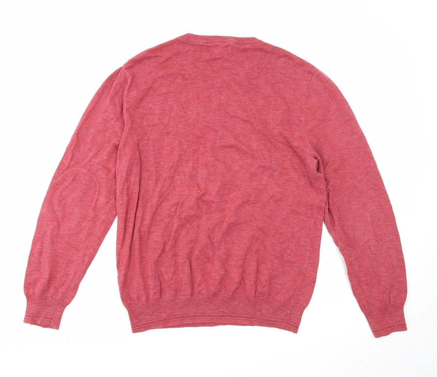 North coast Mens Red Round Neck Cotton Pullover Jumper Size L Long Sleeve