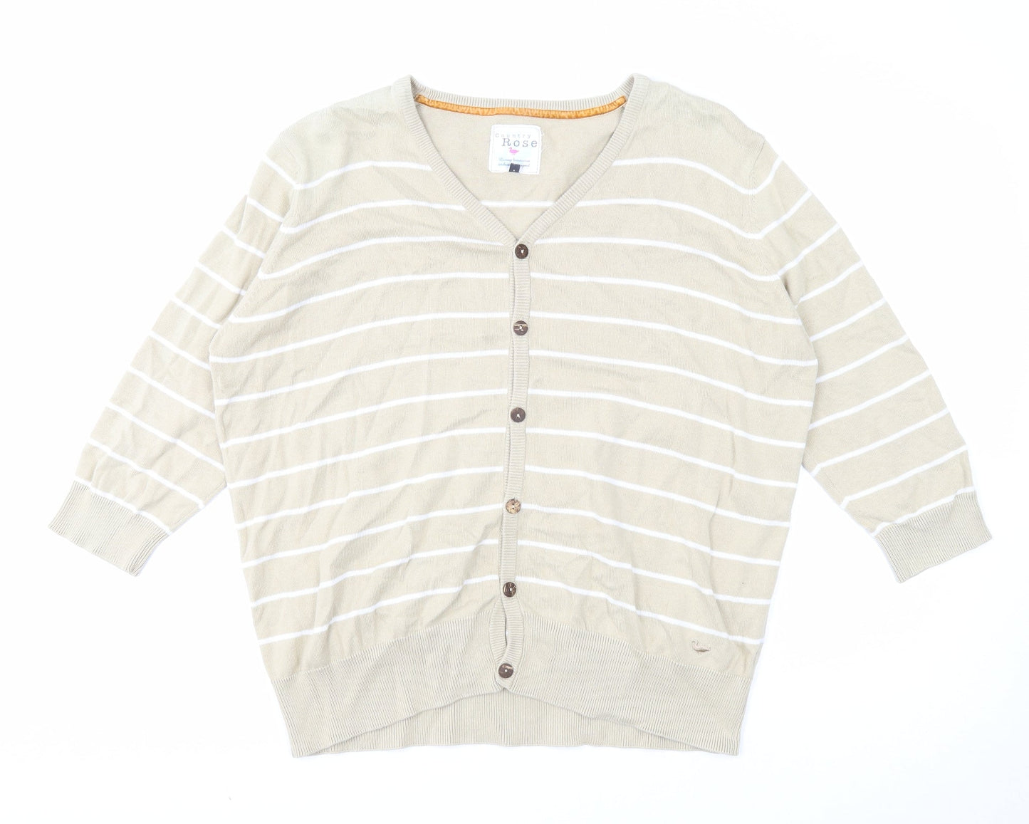 Womens UK Size XL EWM Beige Cardigan Jumper